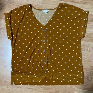 Tan polka dot top